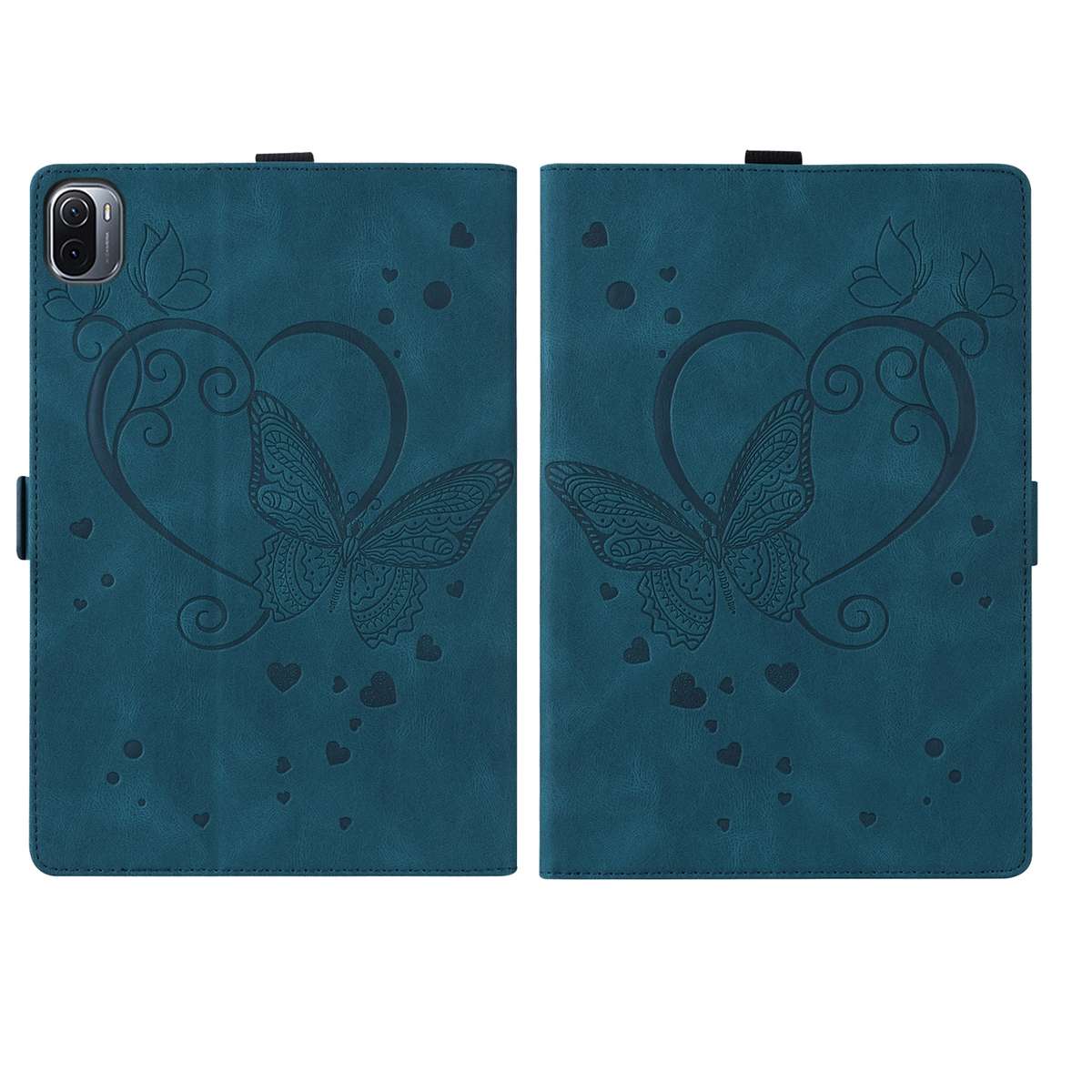 For Xiaomi Pad 5 / Pad 5 Pro Love Butterfly Pattern Horizontal Flip Leather Case with H ... (Blue)