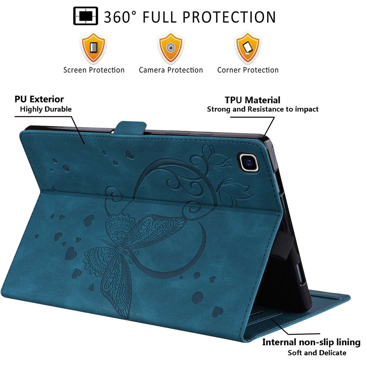 For Xiaomi Pad 5 / Pad 5 Pro Love Butterfly Pattern Horizontal Flip Leather Case with H ... (Blue)