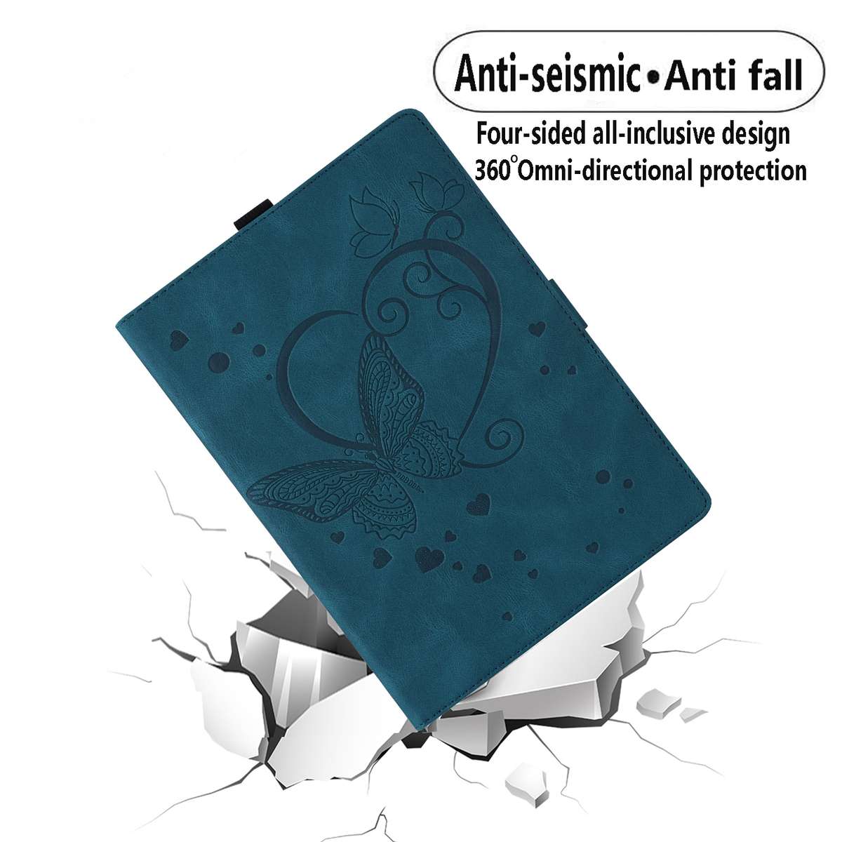 For Xiaomi Pad 5 / Pad 5 Pro Love Butterfly Pattern Horizontal Flip Leather Case with H ... (Blue)