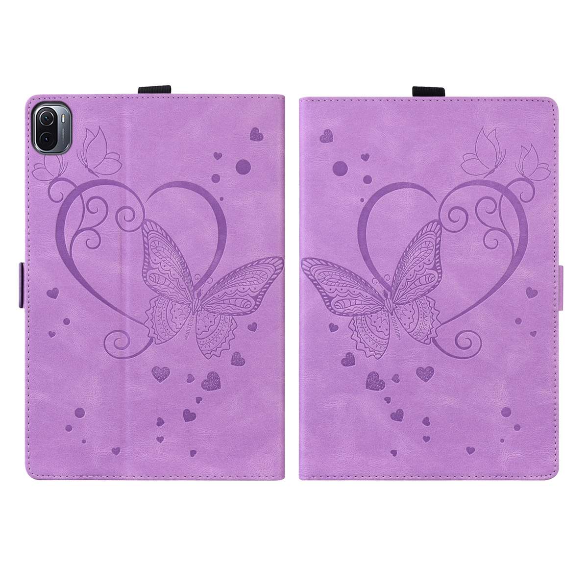 For Xiaomi Pad 5 / Pad 5 Pro Love Butterfly Pattern Horizontal Flip Leather Case with ... (Purple)