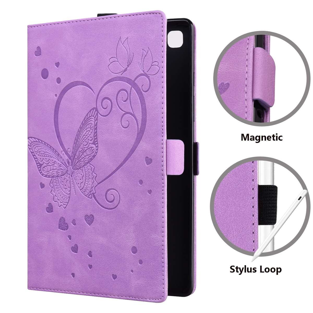 For Xiaomi Pad 5 / Pad 5 Pro Love Butterfly Pattern Horizontal Flip Leather Case with ... (Purple)