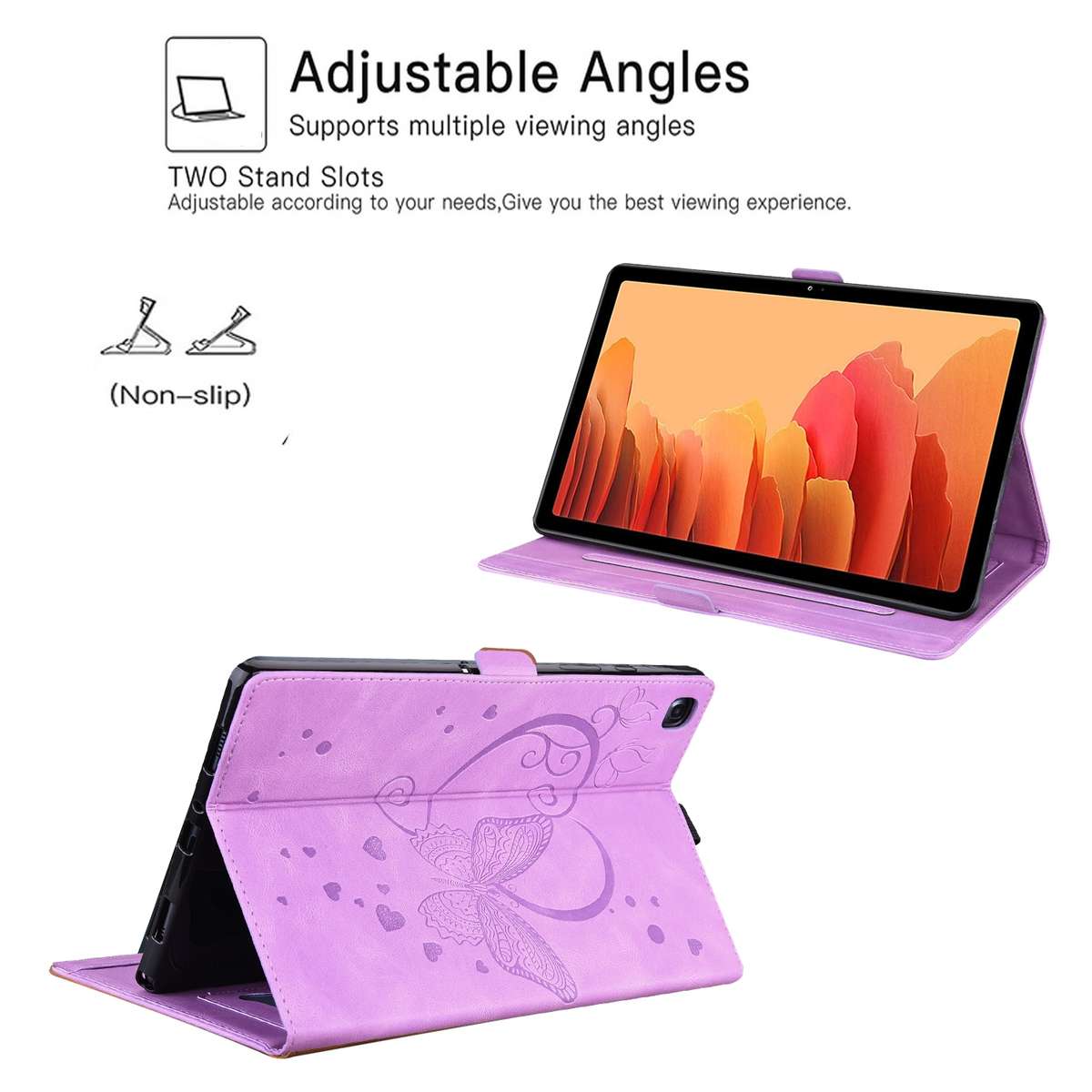 For Xiaomi Pad 5 / Pad 5 Pro Love Butterfly Pattern Horizontal Flip Leather Case with ... (Purple)