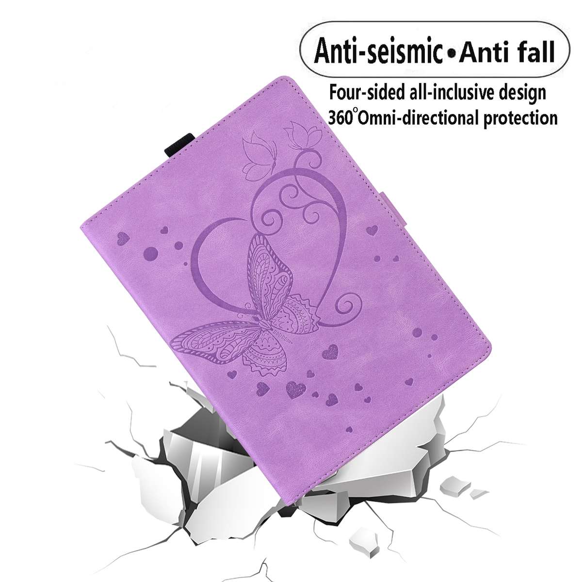 For Xiaomi Pad 5 / Pad 5 Pro Love Butterfly Pattern Horizontal Flip Leather Case with ... (Purple)