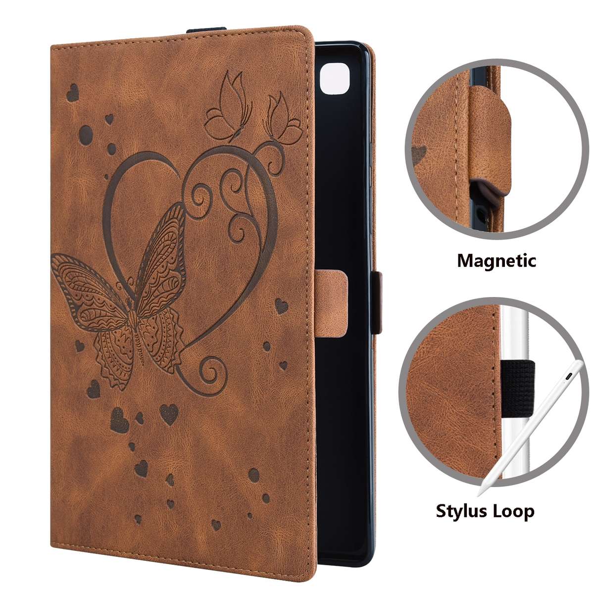 For Xiaomi Pad 5 / Pad 5 Pro Love Butterfly Pattern Horizontal Flip Leather Case with ... (Brown)