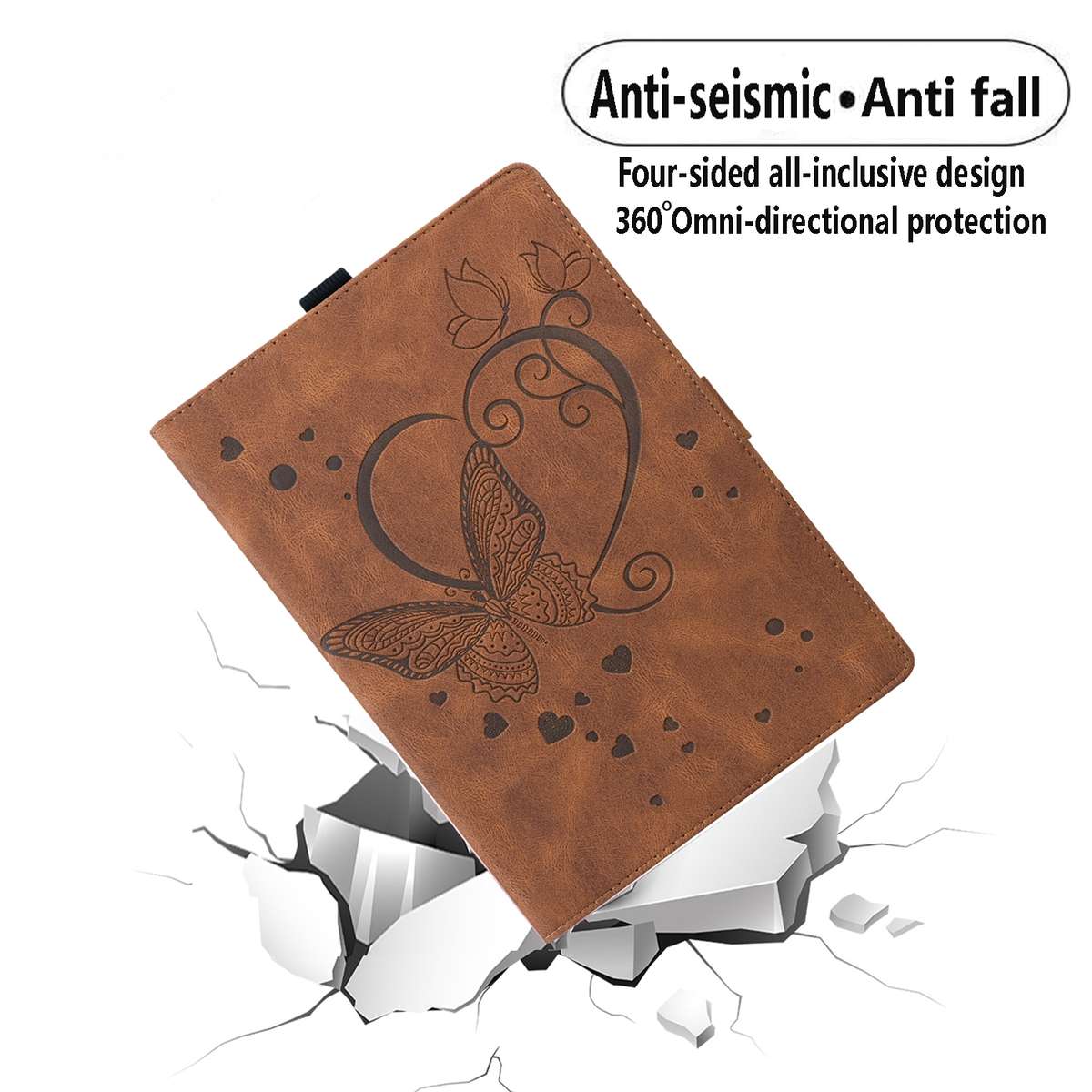 For Xiaomi Pad 5 / Pad 5 Pro Love Butterfly Pattern Horizontal Flip Leather Case with ... (Brown)