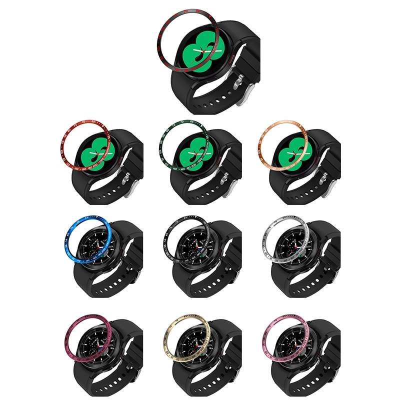 For Samsung Galaxy Watch4 Classic 46mm Smart Watch Steel Bezel Ring, E ... (Black Ring Red Letter)