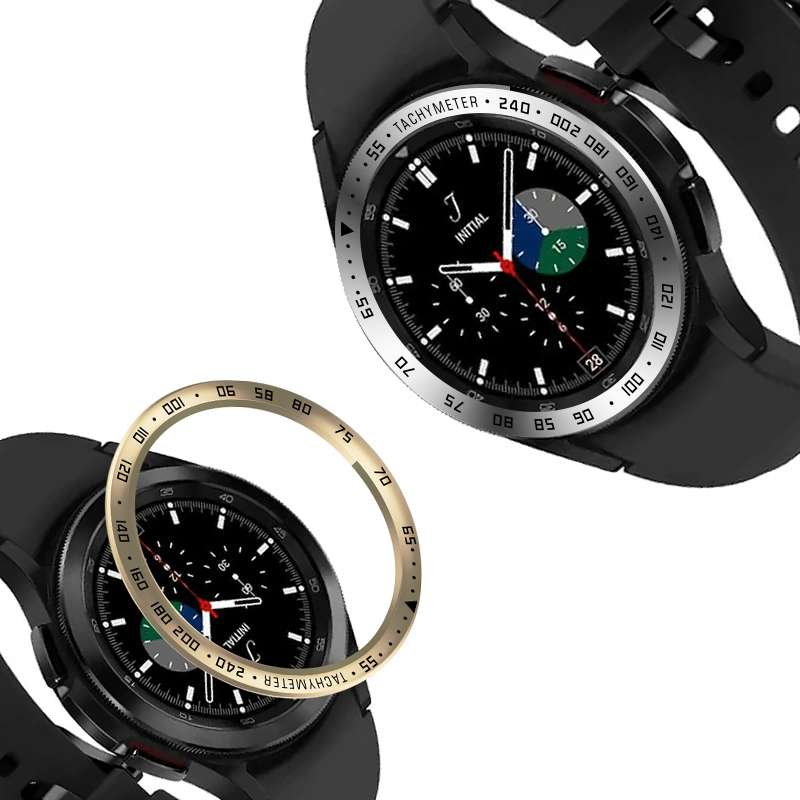 For Samsung Galaxy Watch4 Classic 46mm Smart Watch Steel Bezel Ring, E ... (Black Ring Red Letter)