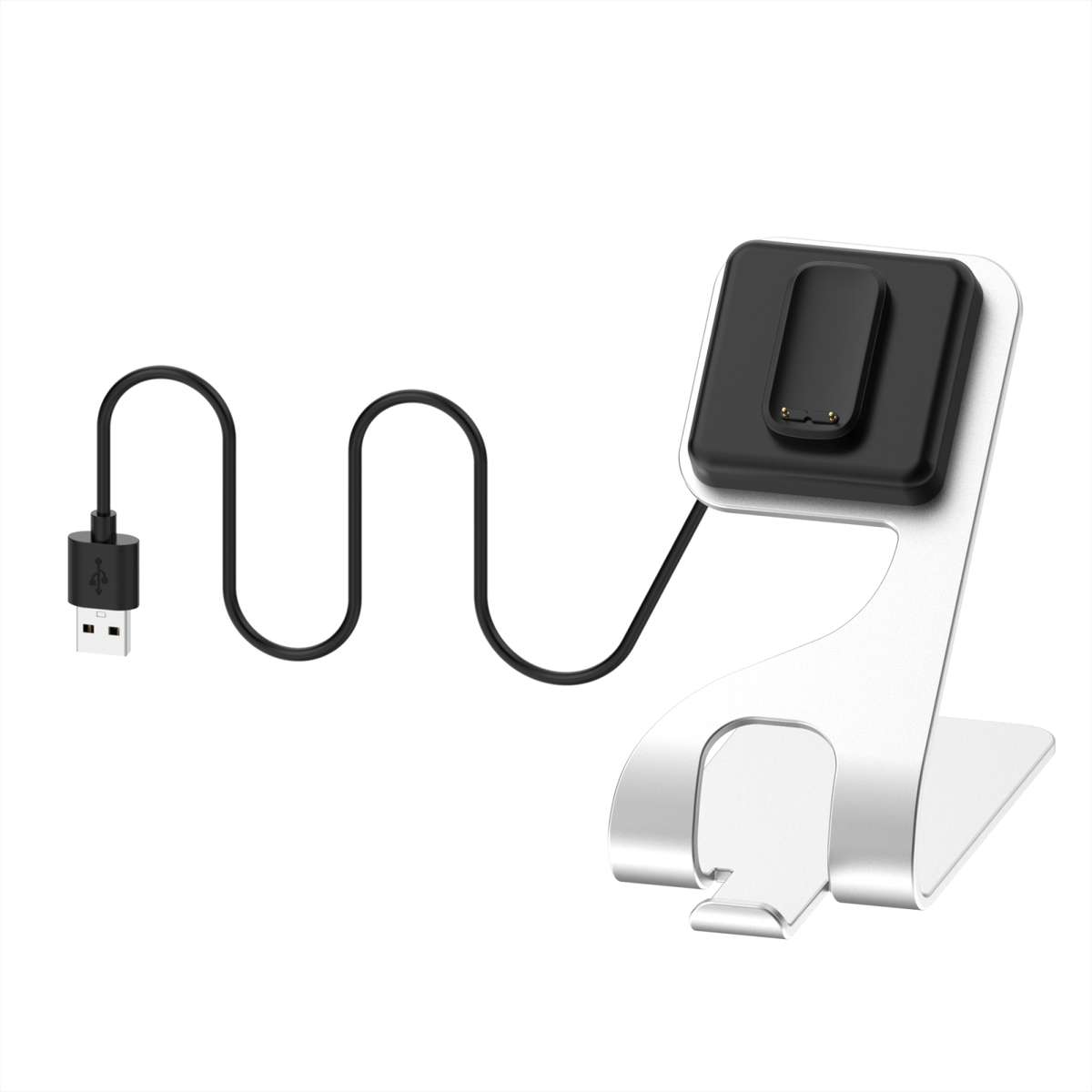 For Fitbit Charge 5 Portable Magnetic Metal Charger Holder(Silver)