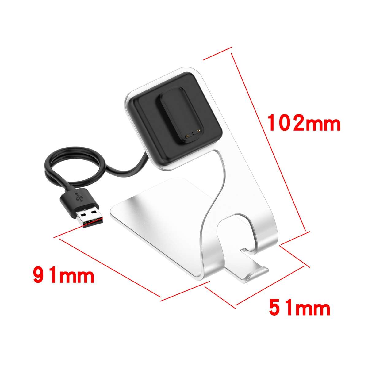 For Fitbit Charge 5 Portable Magnetic Metal Charger Holder(Silver)