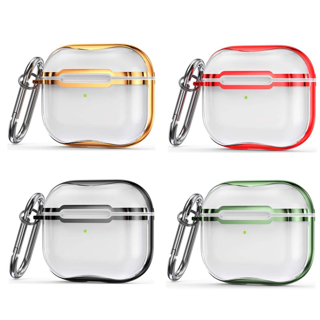 Electroplating Frame + Transparent TPU Earphone Protective Case wi ... (Transparent Gold + Silver)