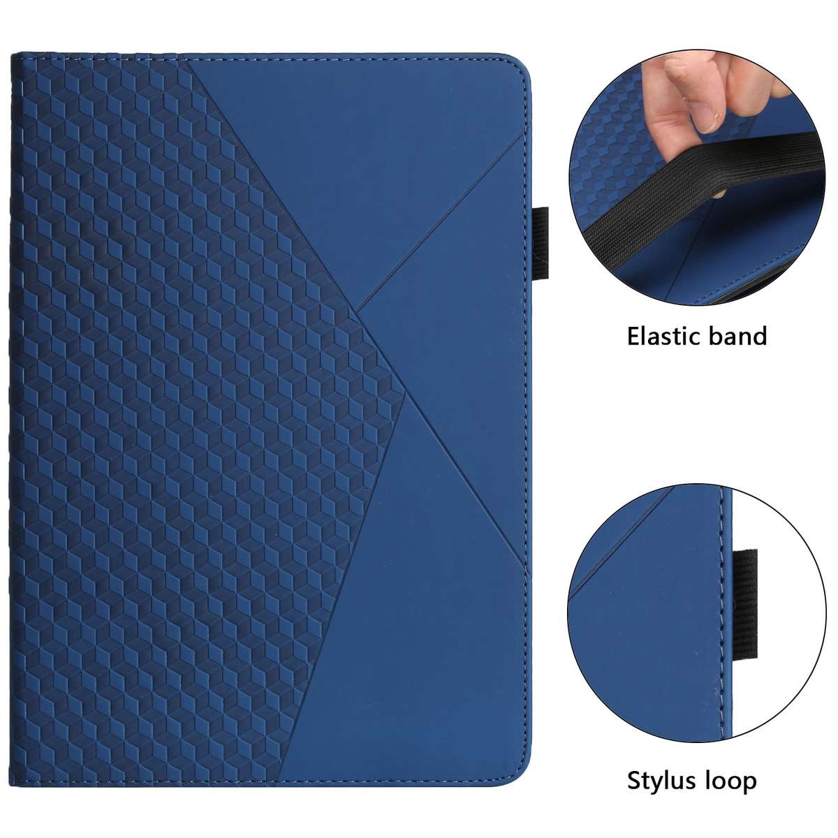 Rhombus Skin Feel Horizontal Flip Tablet Leather Case with Card Slots & Holder & ... (Royal Blue)