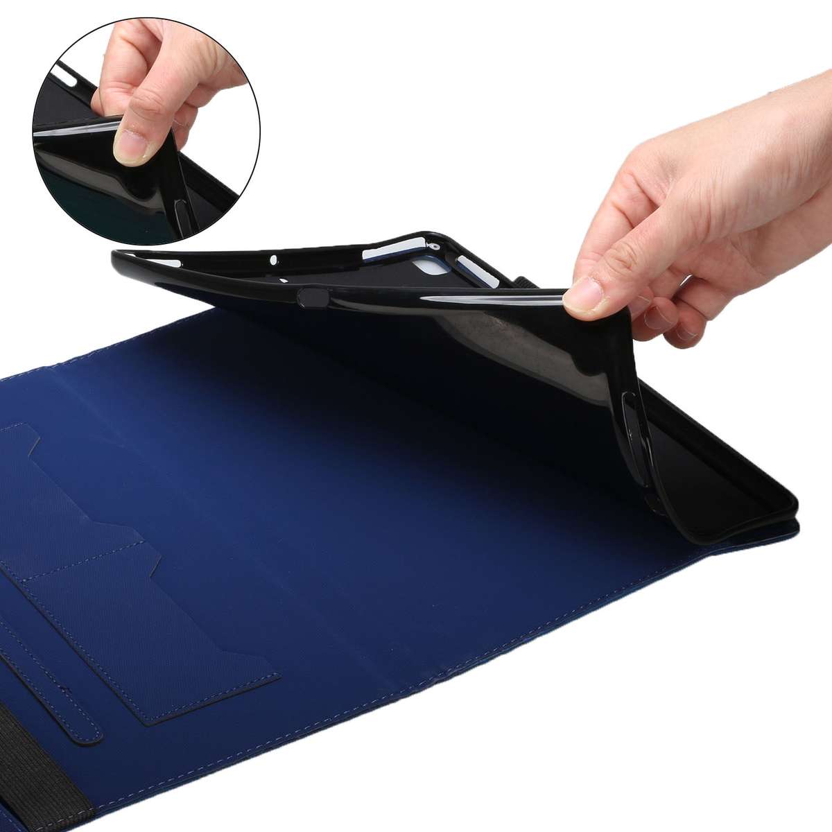 Rhombus Skin Feel Horizontal Flip Tablet Leather Case with Card Slots & Holder & ... (Royal Blue)