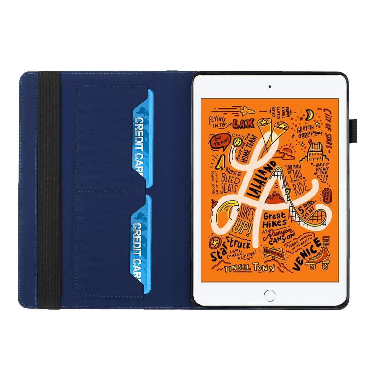 Rhombus Skin Feel Horizontal Flip Tablet Leather Case with Card Slots & Holder & ... (Royal Blue)