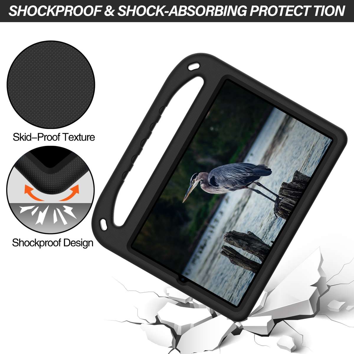 For Xiaomi Pad 5 / Pad 5 Pro Handle Portable EVA Shockproof Tablet Case with Triangle ... (Black)