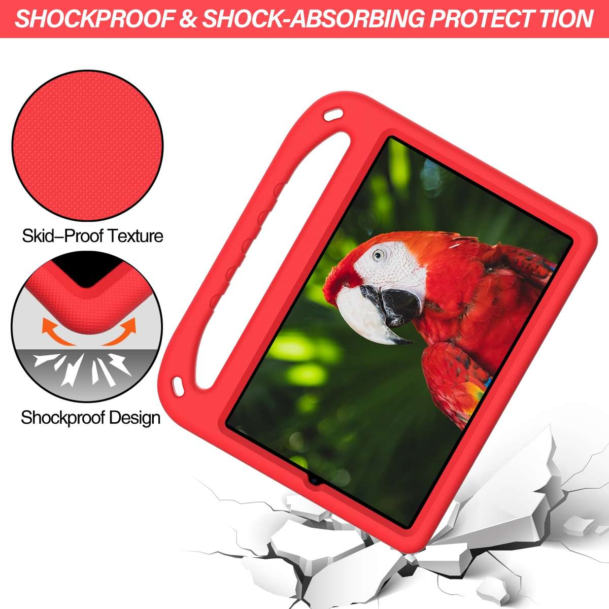 For Xiaomi Pad 5 / Pad 5 Pro Handle Portable EVA Shockproof Tablet Case with Triangle Holder(Red)