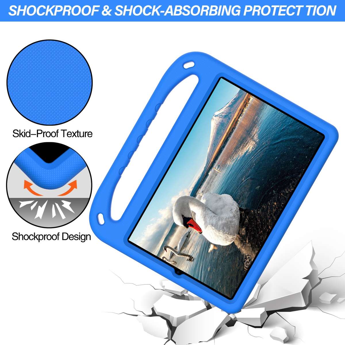 For Xiaomi Pad 5 / Pad 5 Pro Handle Portable EVA Shockproof Tablet Case with Triangle Holder(Blue)