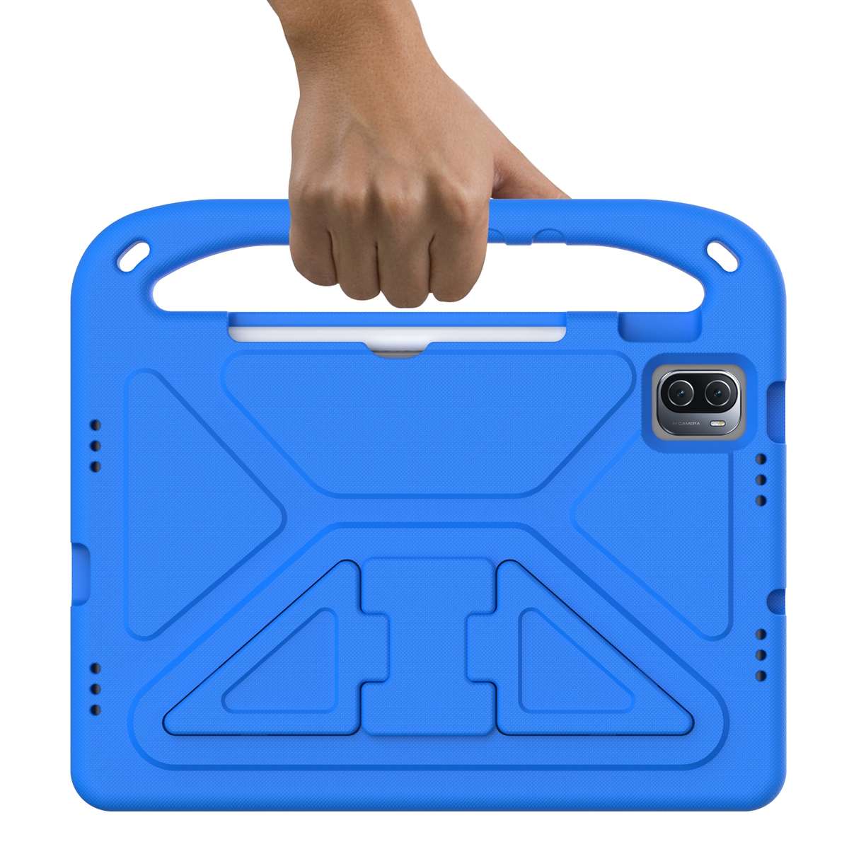 For Xiaomi Pad 5 / Pad 5 Pro Handle Portable EVA Shockproof Tablet Case with Triangle Holder(Blue)