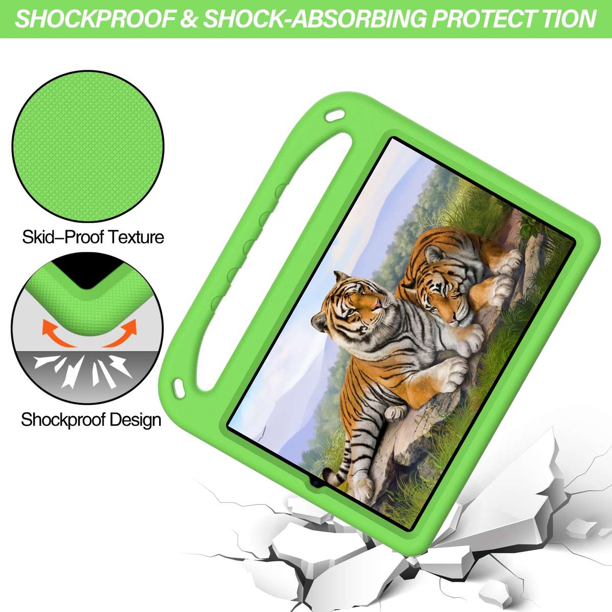 For Xiaomi Pad 5 / Pad 5 Pro Handle Portable EVA Shockproof Tablet Case with Triangle ... (Green)