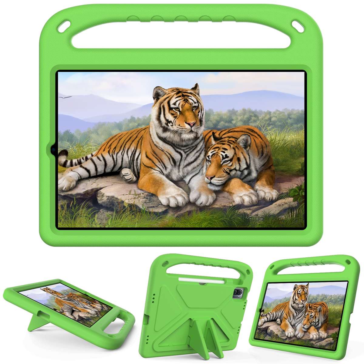 For Xiaomi Pad 5 / Pad 5 Pro Handle Portable EVA Shockproof Tablet Case with Triangle ... (Green)