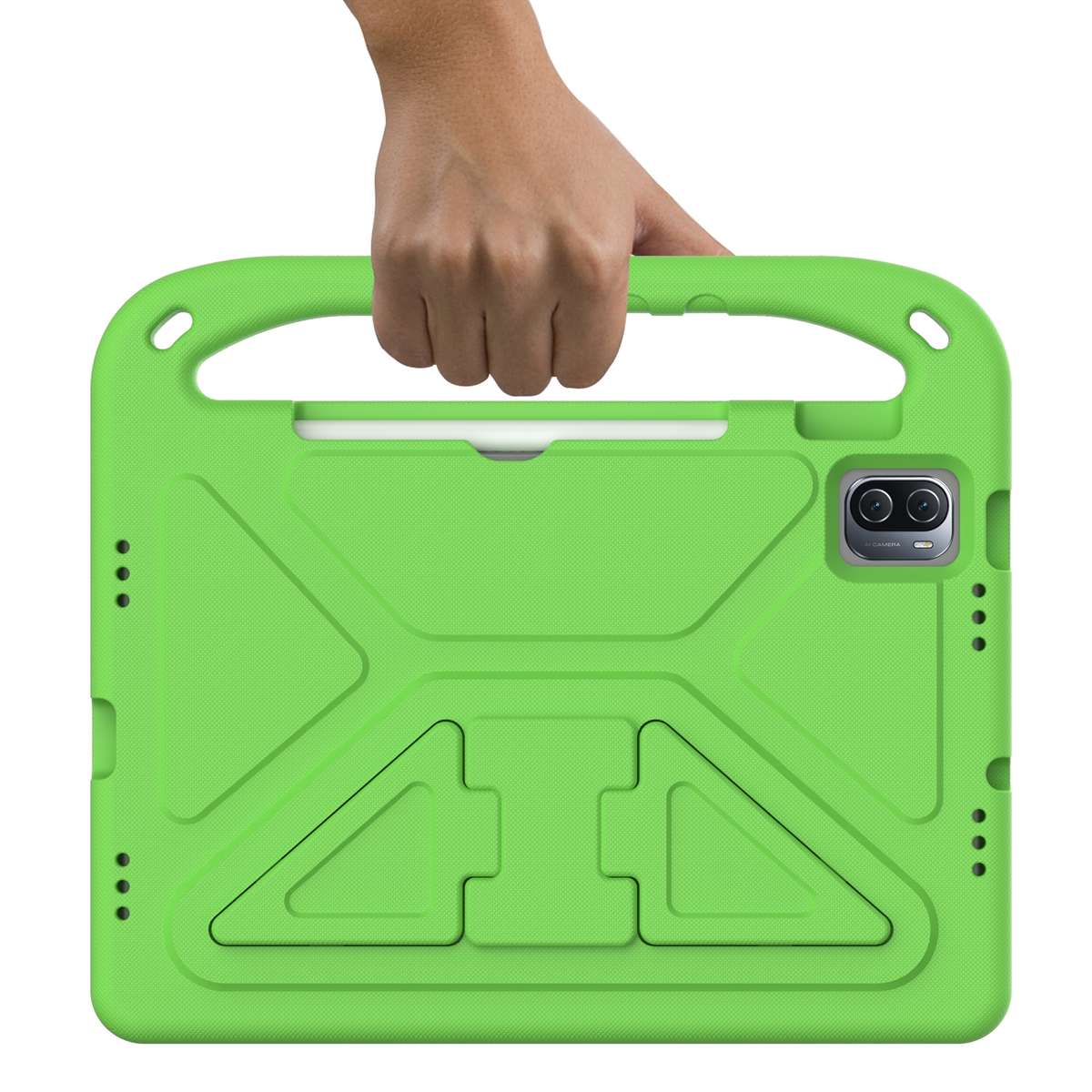 For Xiaomi Pad 5 / Pad 5 Pro Handle Portable EVA Shockproof Tablet Case with Triangle ... (Green)