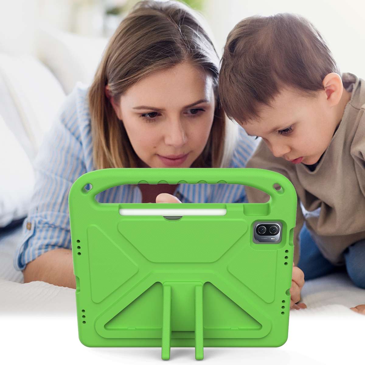 For Xiaomi Pad 5 / Pad 5 Pro Handle Portable EVA Shockproof Tablet Case with Triangle ... (Green)