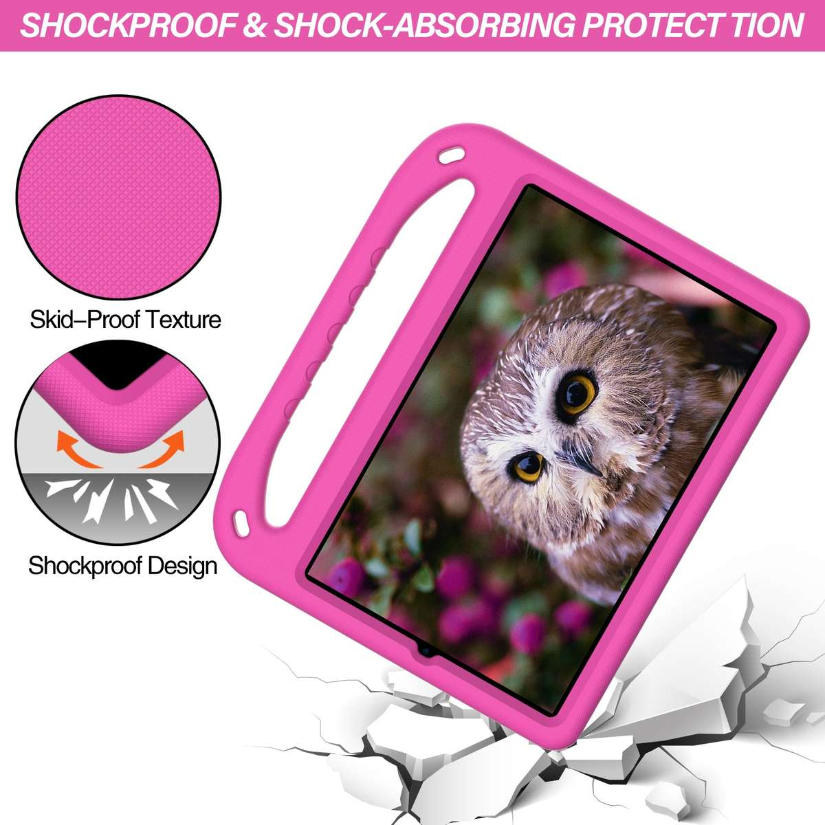 For Xiaomi Pad 5 / Pad 5 Pro Handle Portable EVA Shockproof Tablet Case with Triang ... (Rose Red)