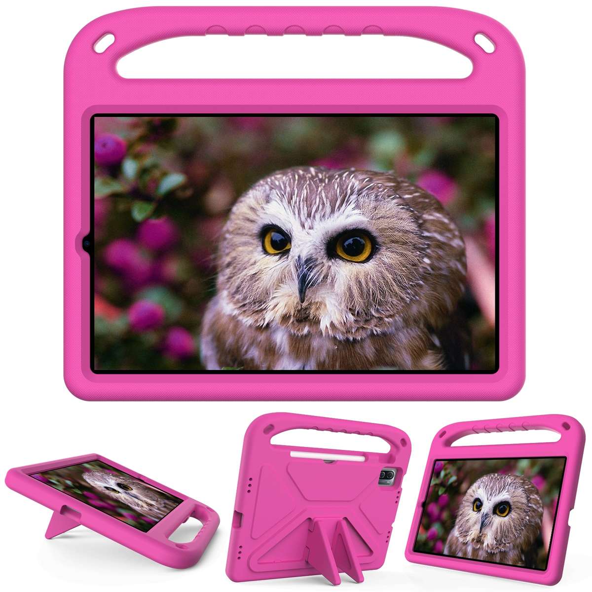For Xiaomi Pad 5 / Pad 5 Pro Handle Portable EVA Shockproof Tablet Case with Triang ... (Rose Red)