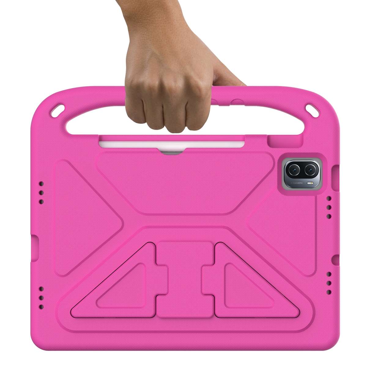 For Xiaomi Pad 5 / Pad 5 Pro Handle Portable EVA Shockproof Tablet Case with Triang ... (Rose Red)
