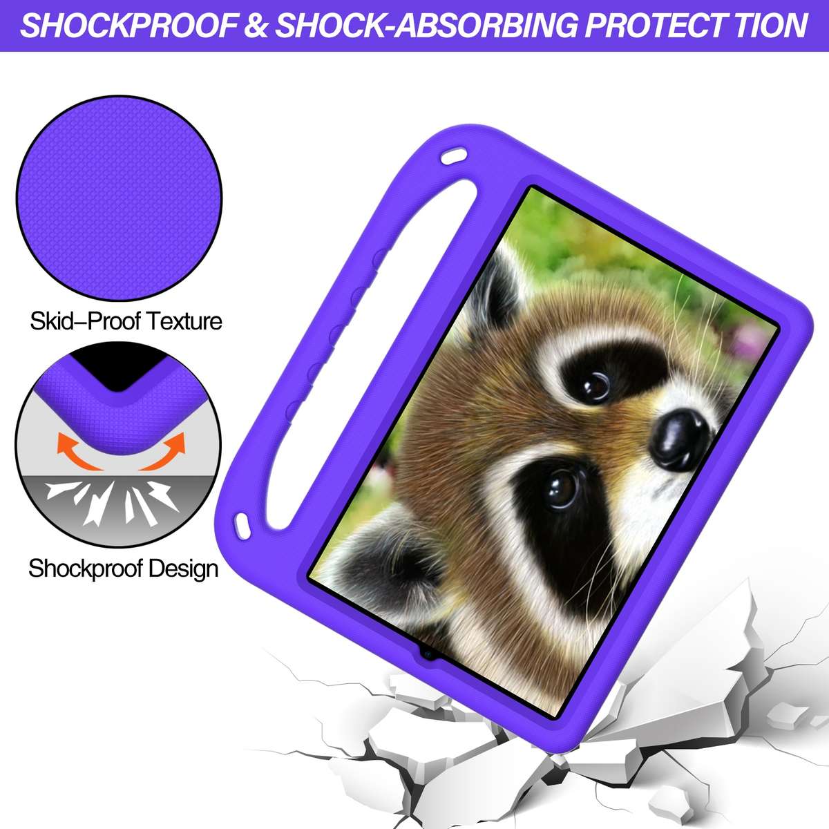 For Xiaomi Pad 5 / Pad 5 Pro Handle Portable EVA Shockproof Tablet Case with Triangle ... (Purple)