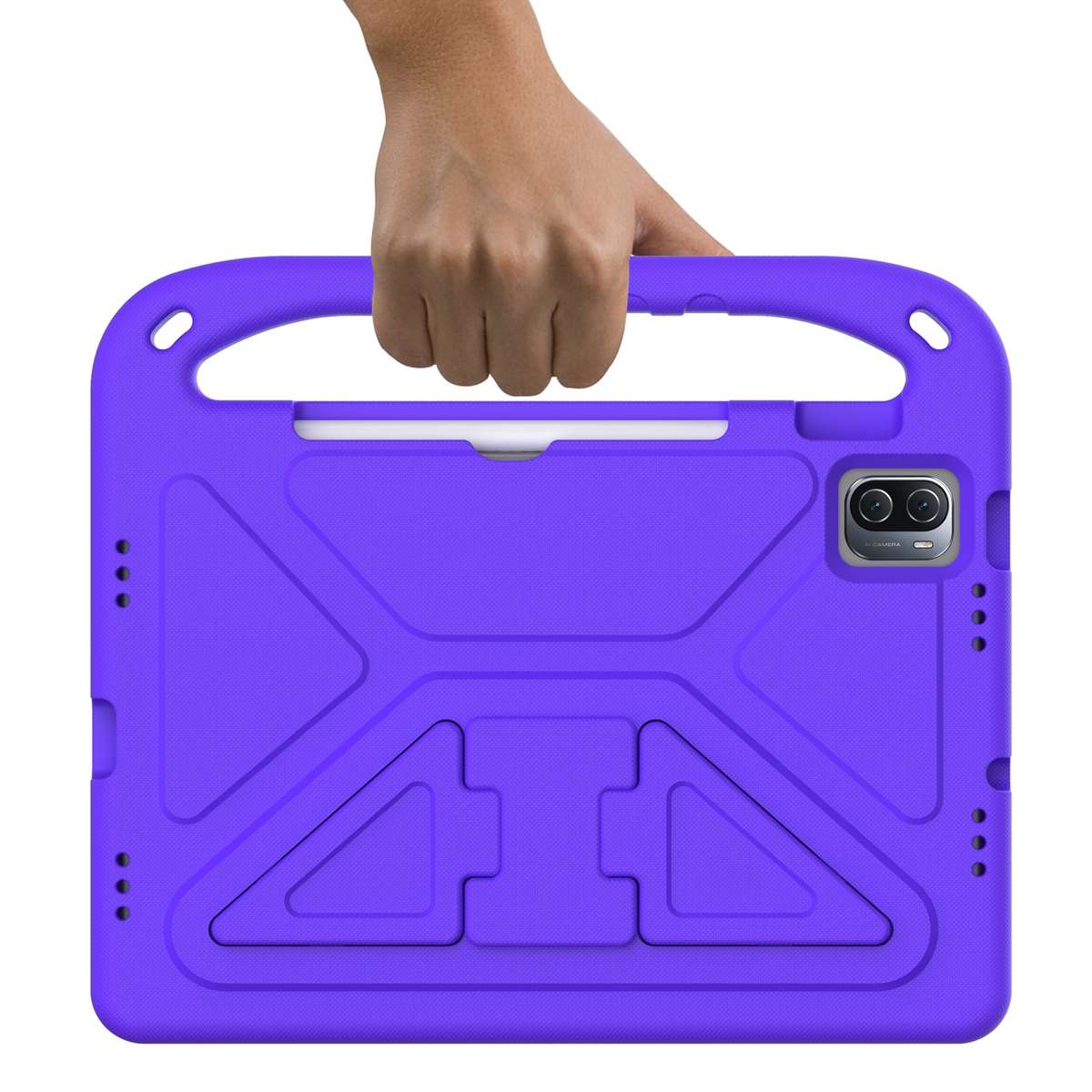For Xiaomi Pad 5 / Pad 5 Pro Handle Portable EVA Shockproof Tablet Case with Triangle ... (Purple)