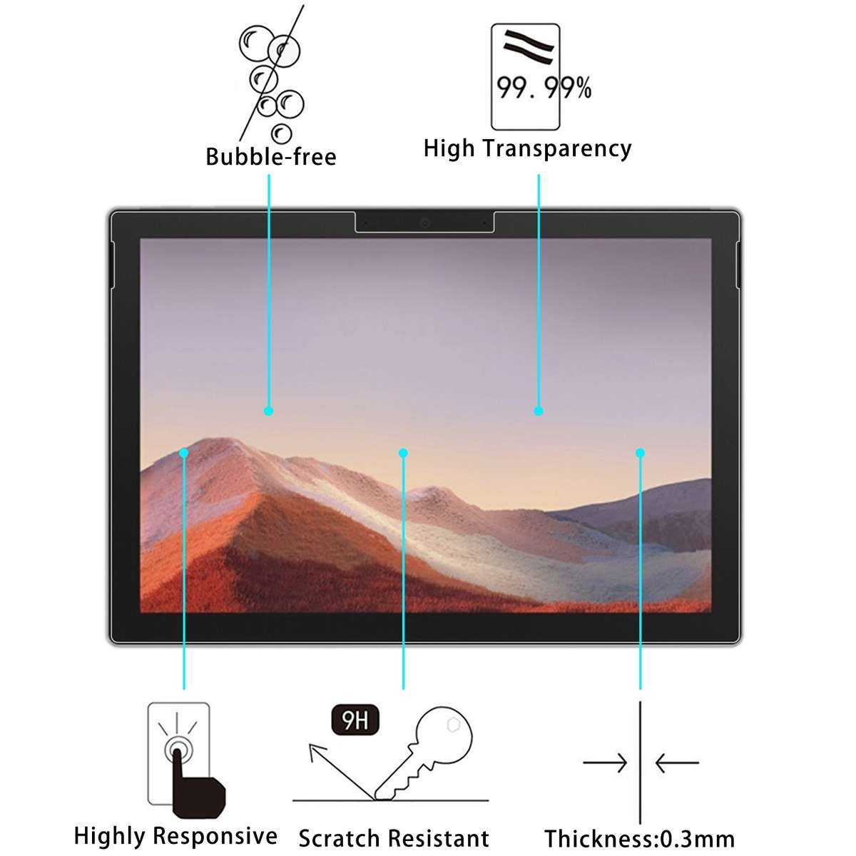 For Microsoft Surface Pro 8 / Pro X 9H 2.5D Explosion-proof Tempered Tablet Glass Film