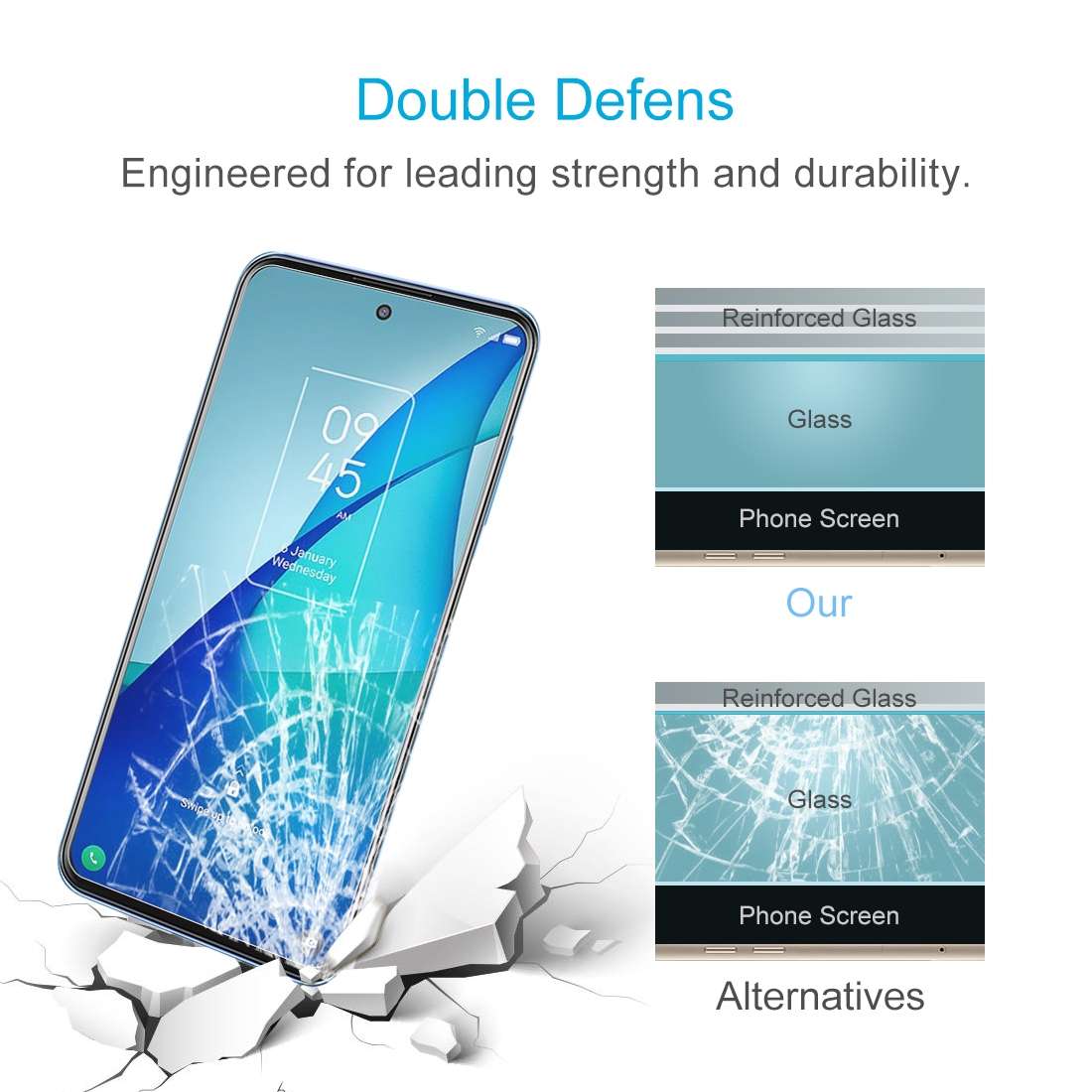 10 PCS 0.26mm 9H 2.5D Tempered Glass Film For TCL 20L+