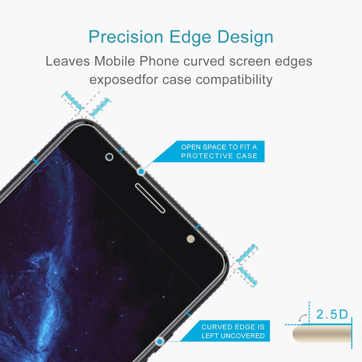 50 PCS 0.26mm 9H 2.5D Tempered Glass Film For Tecno i7