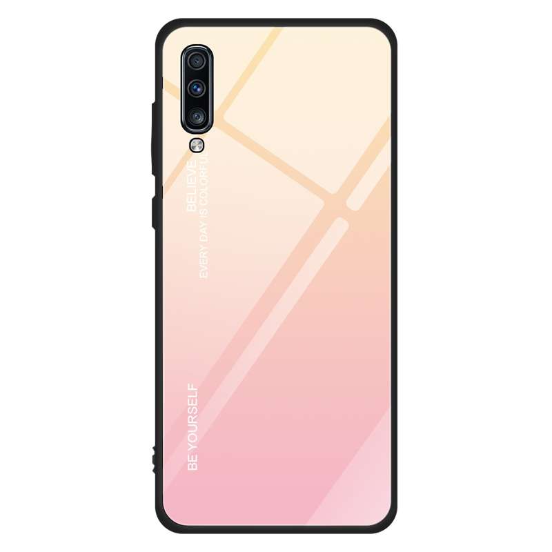 For Galaxy A70 Gradient Color Glass Case(Purple)