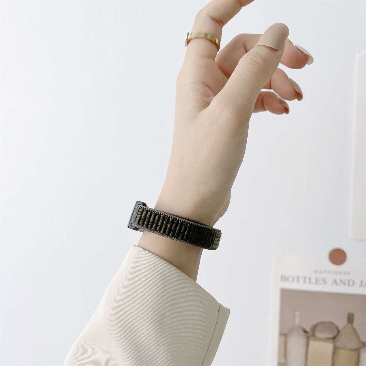 For Fitbit Inspire 2 Nylon Loop Strap Watch Band(Pink)