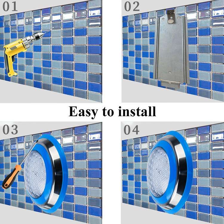 12W LED Stainless Steel Wall-mounted Pool Light Landscape Underwater Light(Colorful Light + Remote C