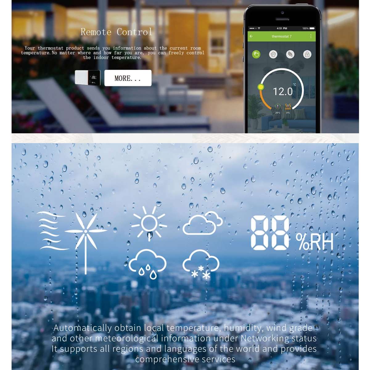 BHT-005-GC 220V AC 3A Smart Home Heating Thermostat for EU Box, Control Boiler Heating with Only Int