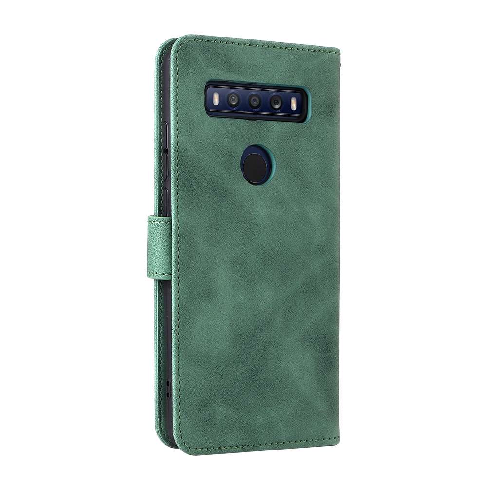 For TCL 10 SE Solid Color Skin Feel Magnetic Buckle Leather Phone Case(Green)