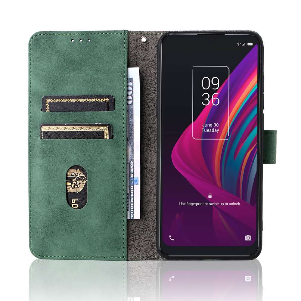 For TCL 10 SE Solid Color Skin Feel Magnetic Buckle Leather Phone Case(Green)