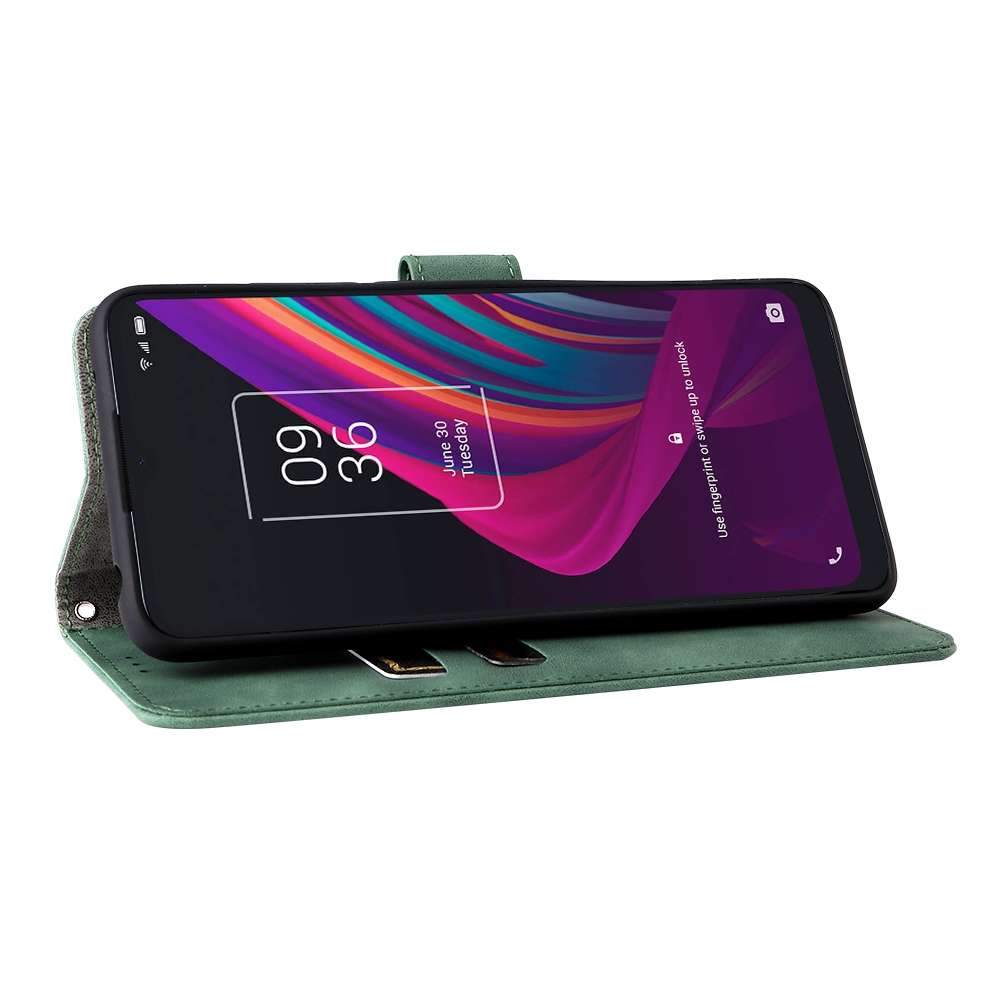 For TCL 10 SE Solid Color Skin Feel Magnetic Buckle Leather Phone Case(Green)