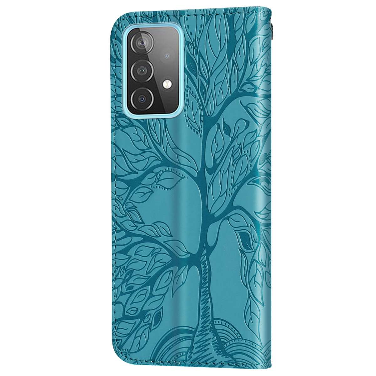 For Samsung Galaxy A33 5G Life of Tree Embossing Leather Phone Case(Blue)
