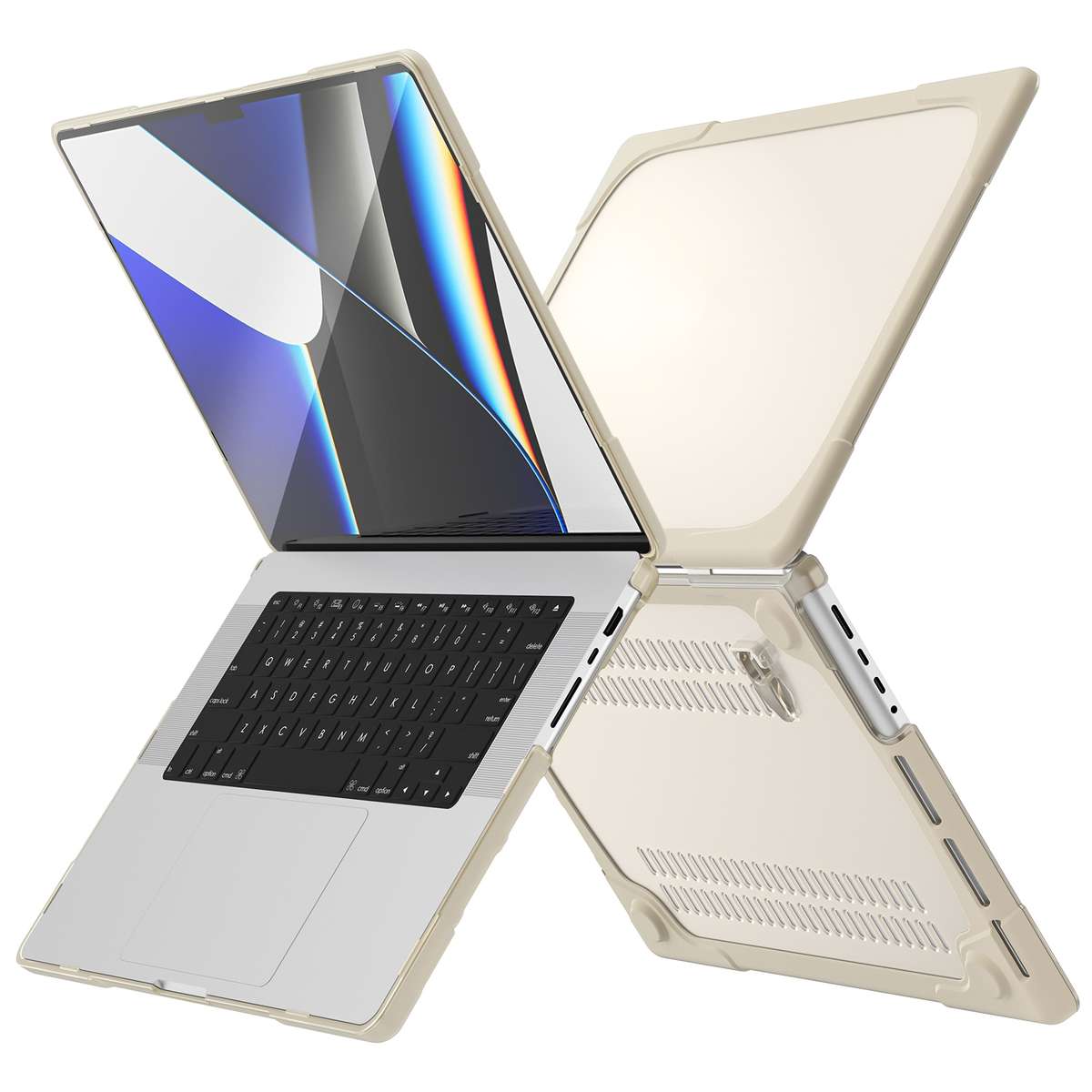 TPU + PC Two Color Laptop Protective Case For MacBook Pro 14.2 inch A2442 2021(Khaki)