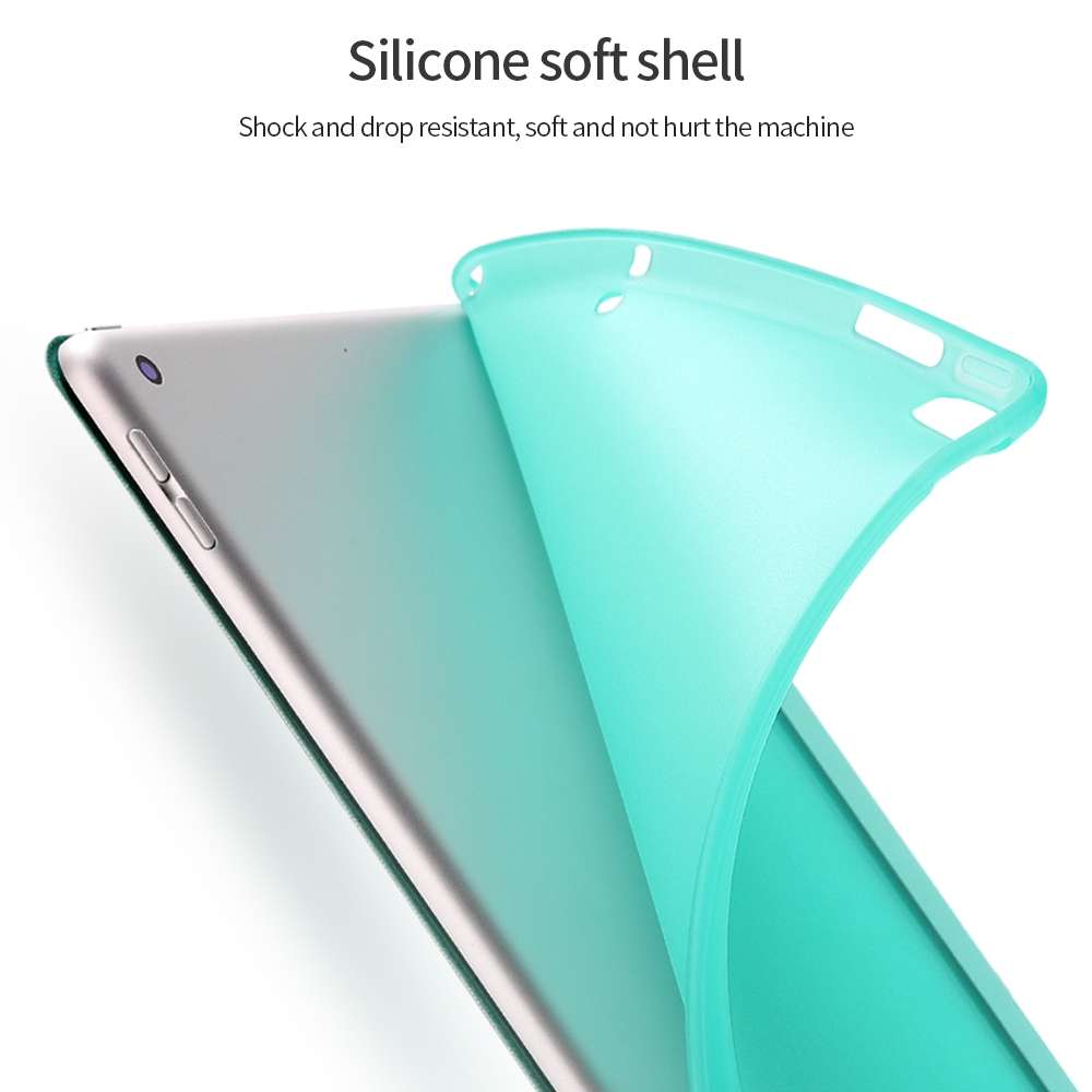 Multi-folding PU Leather Matte TPU Tablet Case For iPad Pro 10.2 2021 / 2020 / 10 ... (Light Blue)