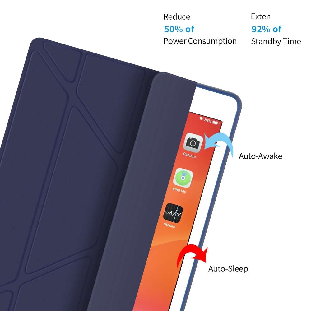 Multi-folding PU Leather Matte TPU Tablet Case For iPad Pro 10.2 2021 / 2020 / 10 ... (Light Blue)
