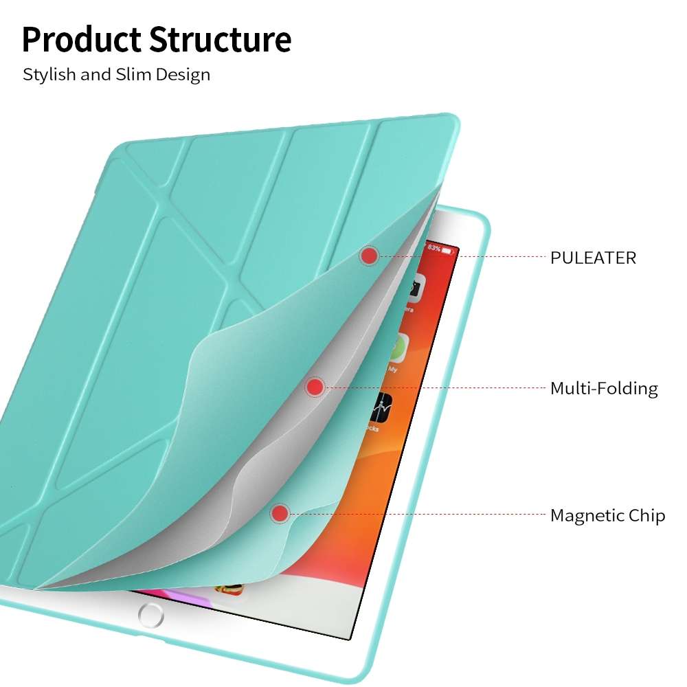 Multi-folding PU Leather Matte TPU Tablet Case For iPad Pro 10.2 2021 / 2020 / 10 ... (Light Blue)