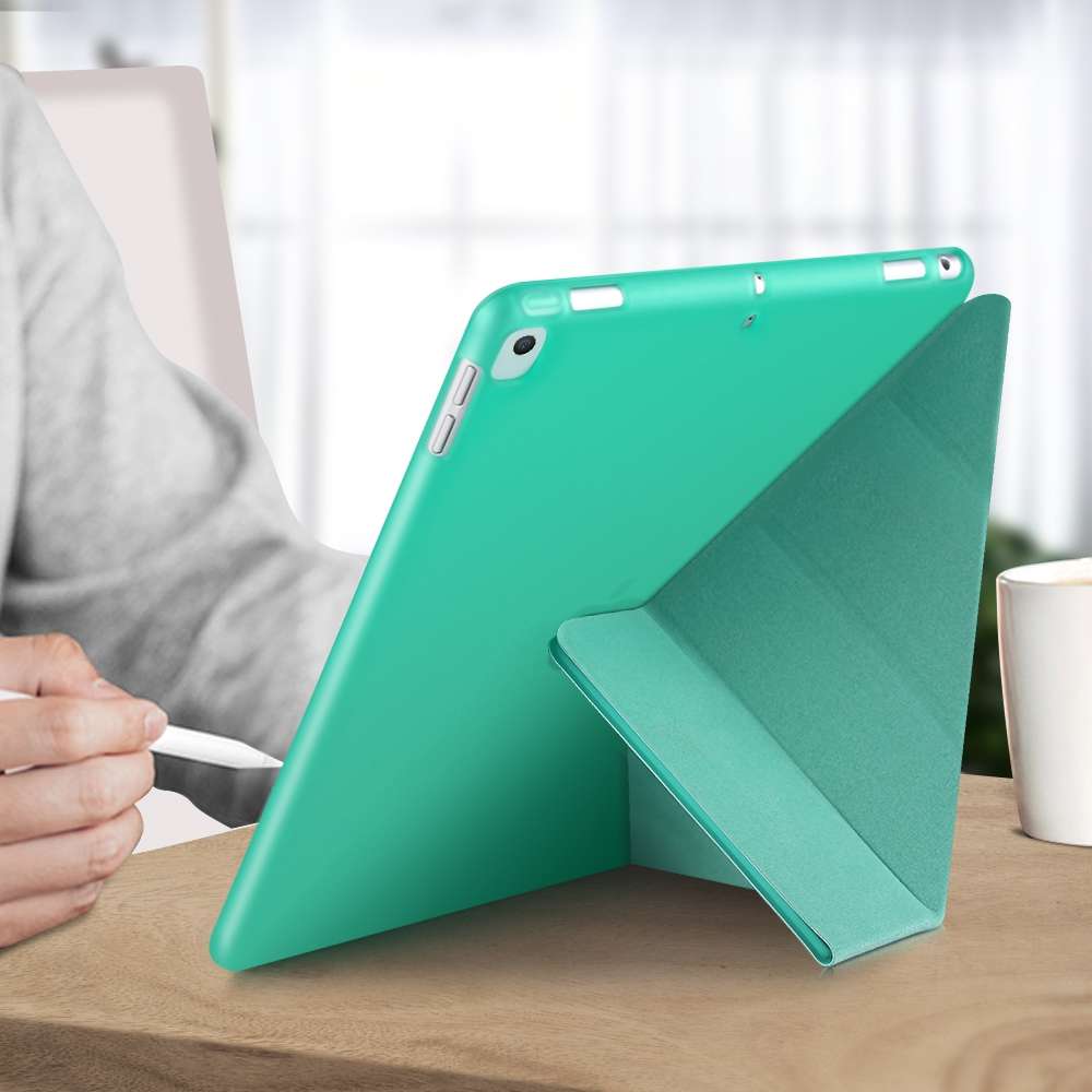 Multi-folding PU Leather Matte TPU Tablet Case For iPad Pro 10.2 2021 / 2020 / 10 ... (Light Blue)