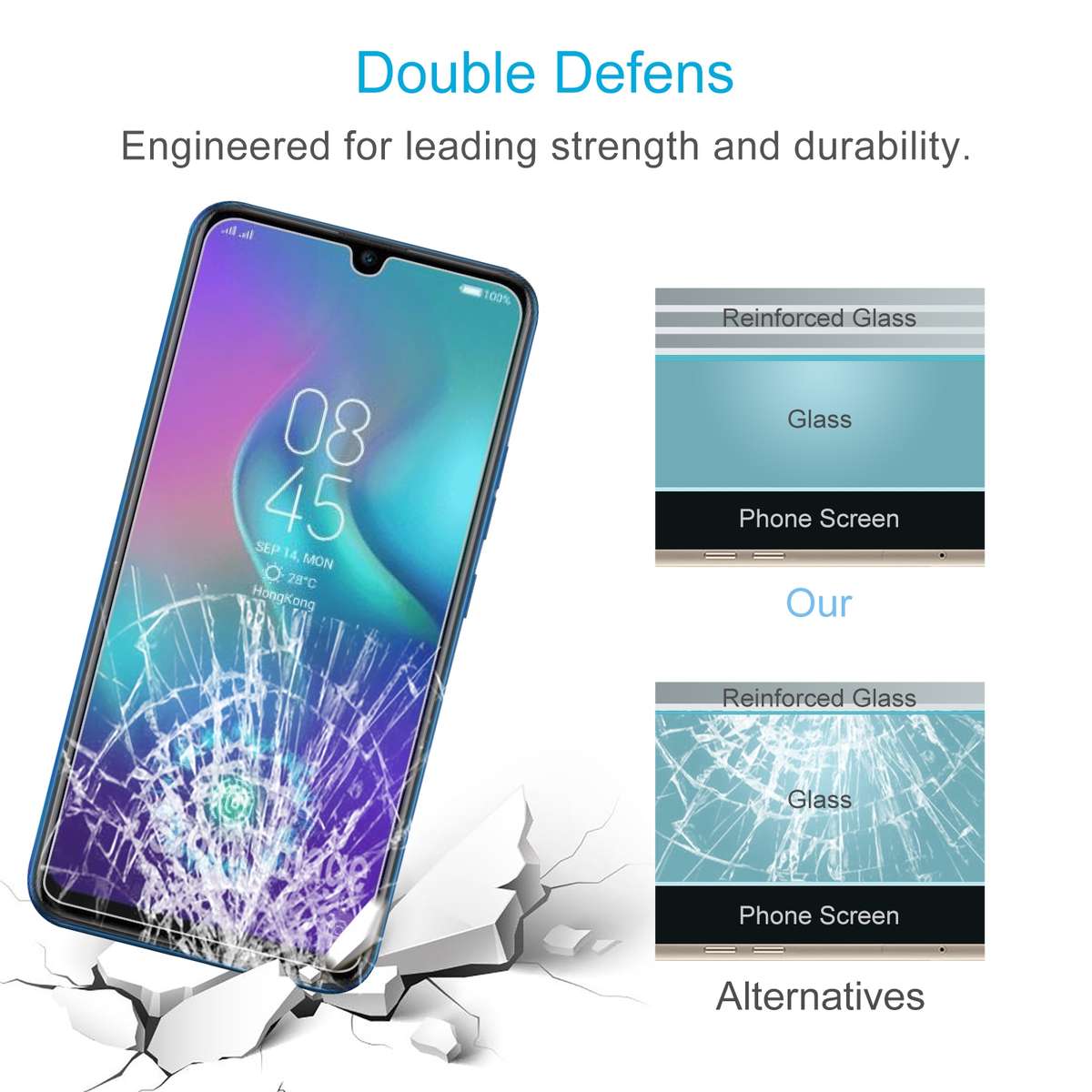 50 PCS 0.26mm 9H 2.5D Tempered Glass Film For Tecno Camon 12 Pro
