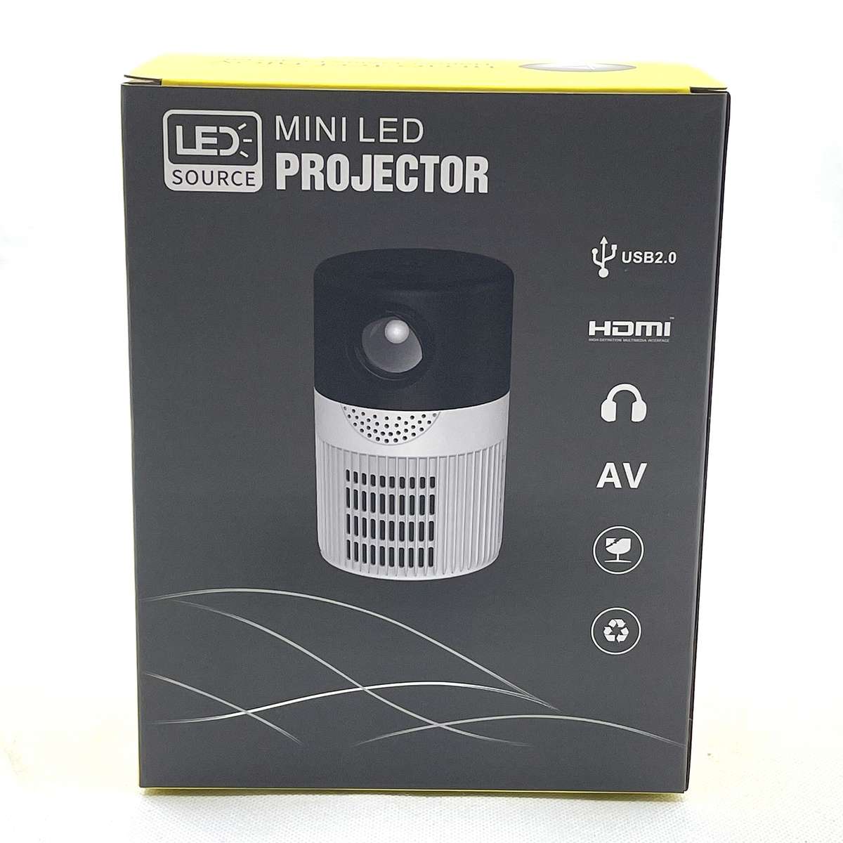 T400 100 inch Screen 3000 Lumens LED Mini Projector, Plug Type:EU Plug(Grey Yellow)