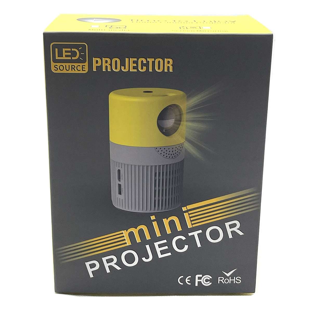 T400 100 inch Screen 3000 Lumens LED Mini Projector, Plug Type:EU Plug(Grey Yellow)