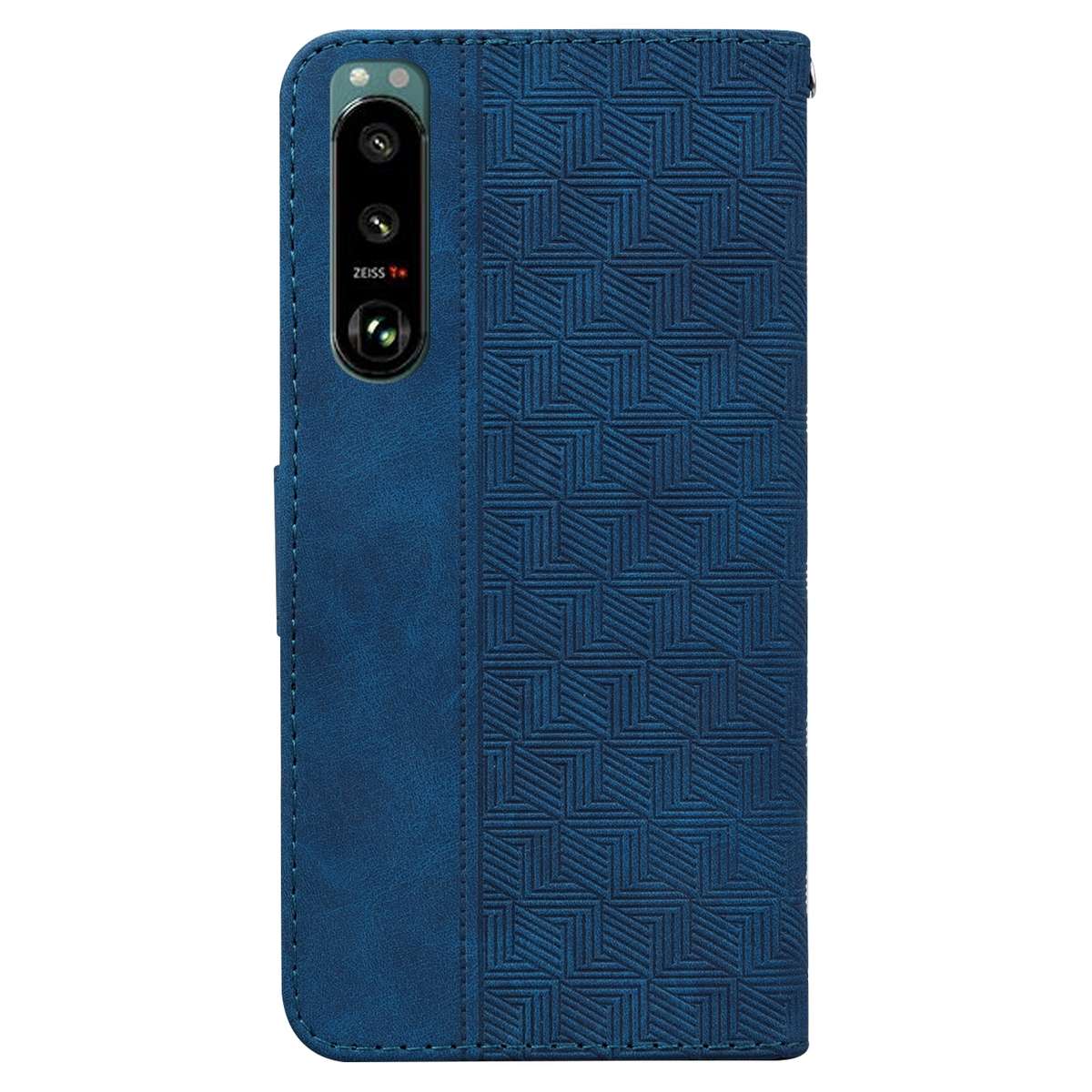 For Sony Xperia 5 III Geometric Embossed Leather Phone Case(Red)